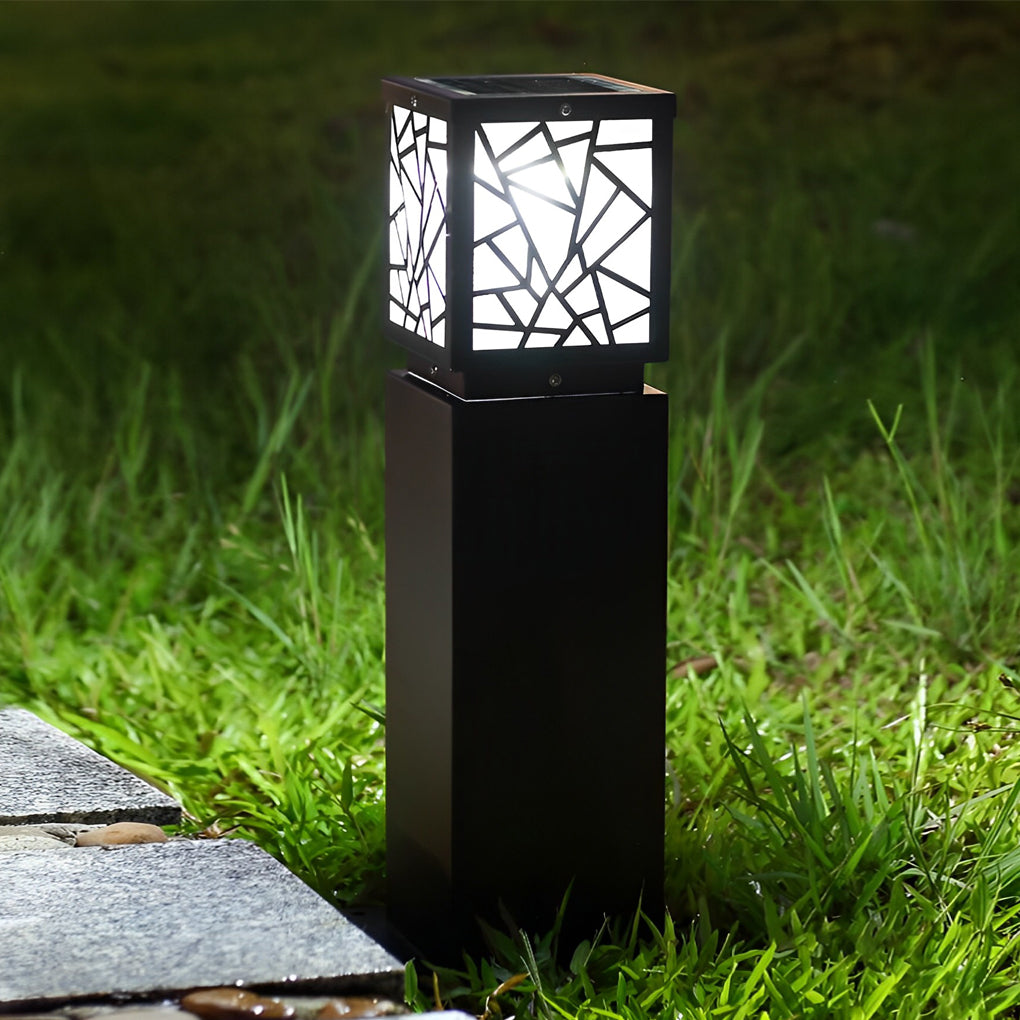 Black Waterproof Solar LED Bollard Lights for Outdoor Pathway Illumination