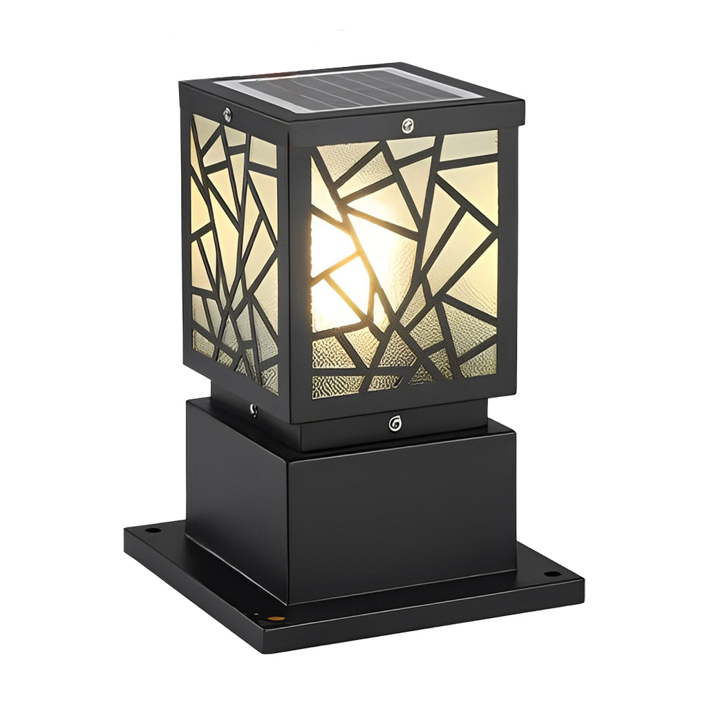 Black Waterproof Solar LED Bollard Lights for Outdoor Pathway Illumination