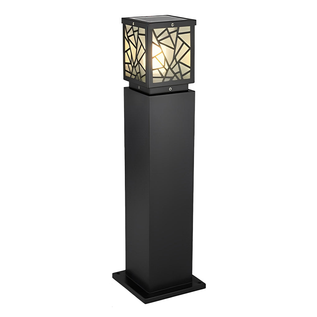 Black Waterproof Solar LED Bollard Lights for Outdoor Pathway Illumination