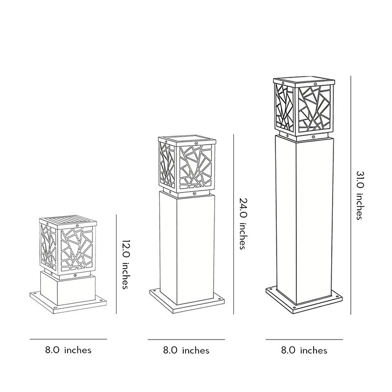 Black Waterproof Solar LED Bollard Lights for Outdoor Pathway Illumination