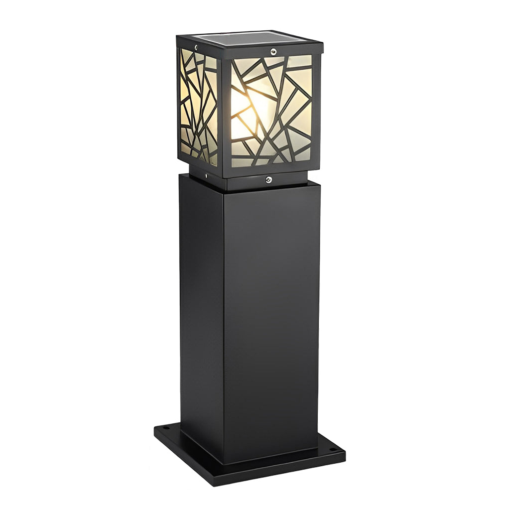 Black Waterproof Solar LED Bollard Lights for Outdoor Pathway Illumination