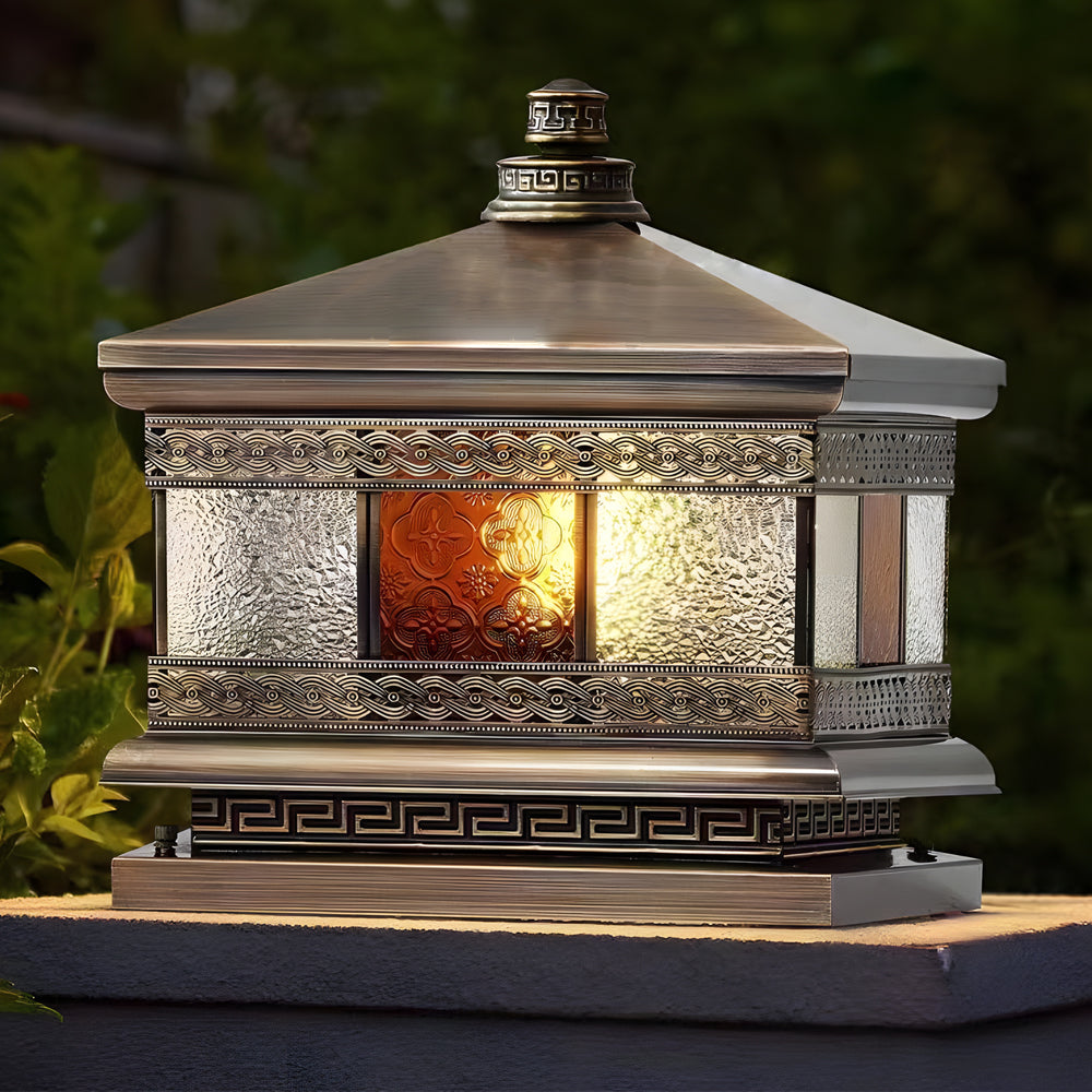 Elegant Solar-Powered Square Column Pillar Lights for Outdoor Spaces