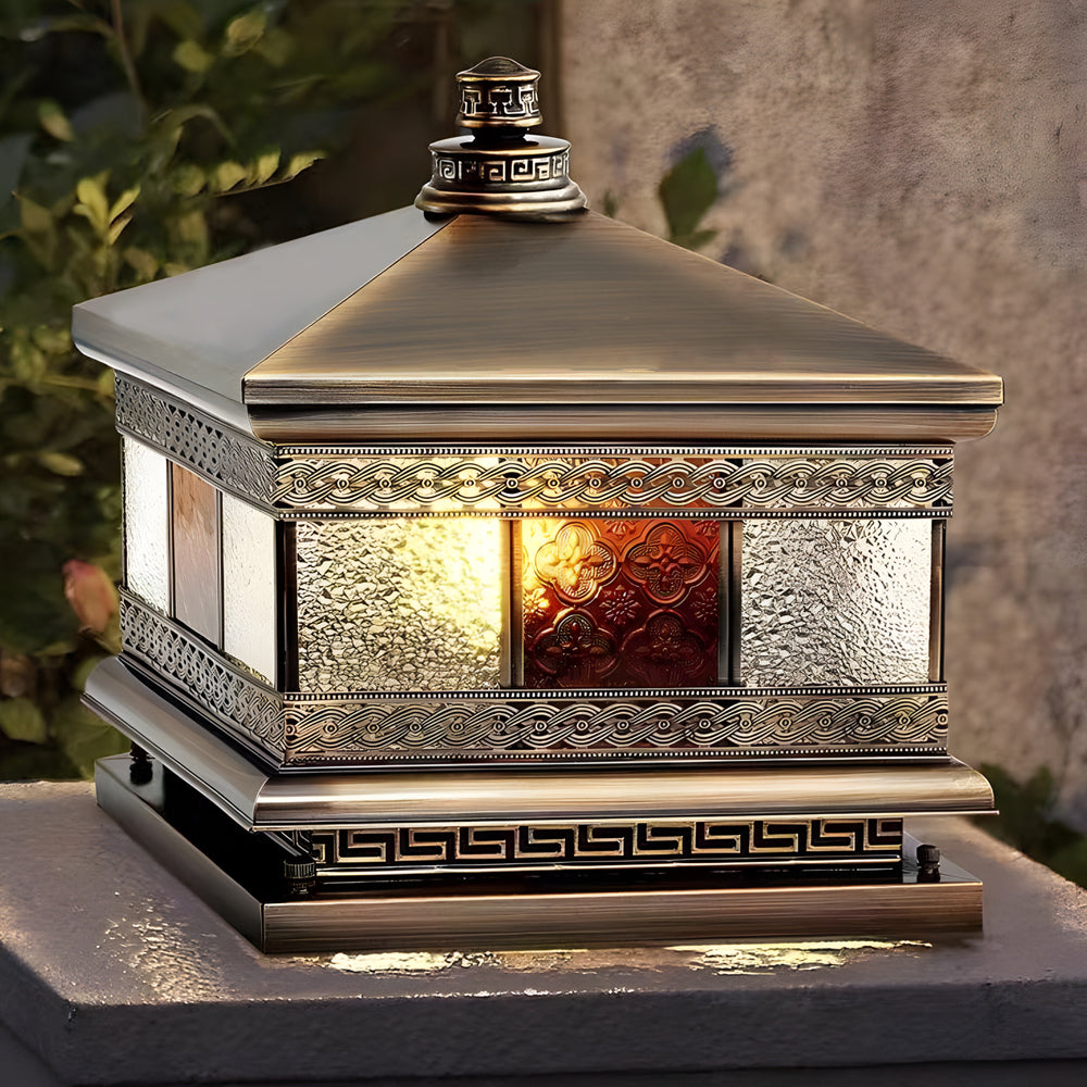 Elegant Solar-Powered Square Column Pillar Lights for Outdoor Spaces
