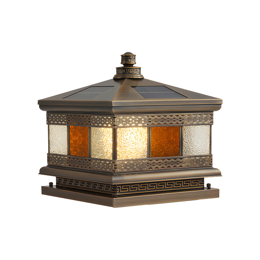 Elegant Solar-Powered Square Column Pillar Lights for Outdoor Spaces