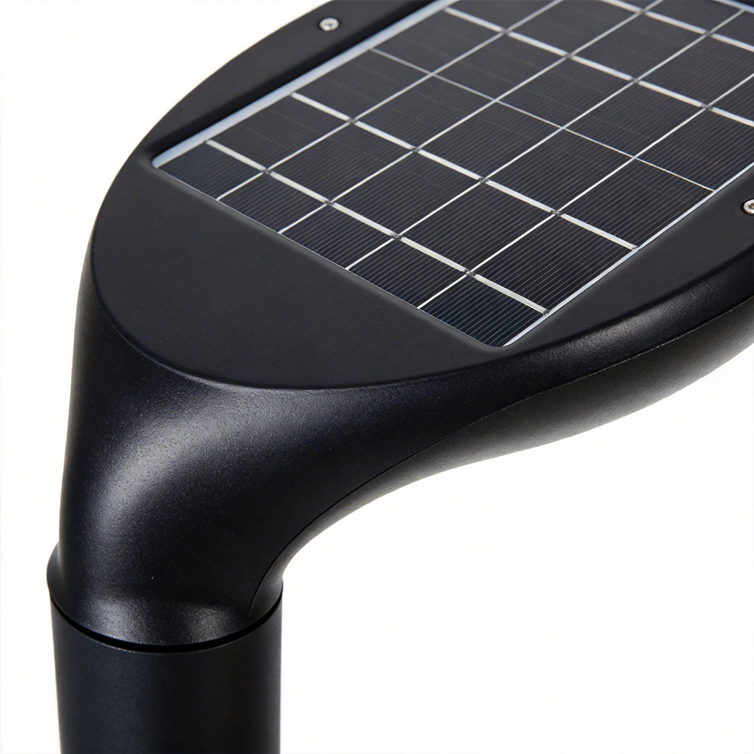 Stylish Black Aluminum Curved Solar Bollard Light for Outdoor Settings