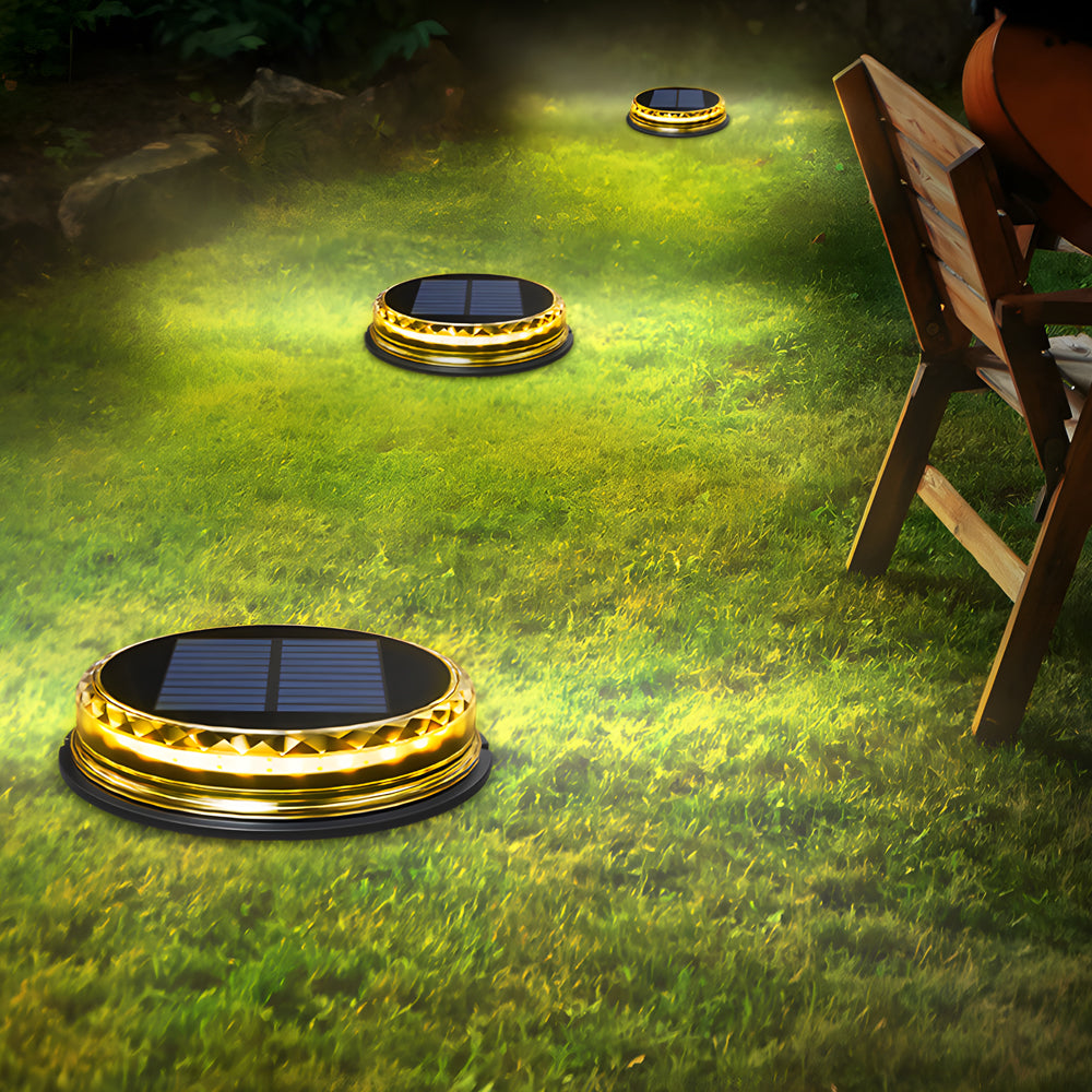 Modern Black LED Solar Disc Lights for Outdoor Garden Landscape Lighting