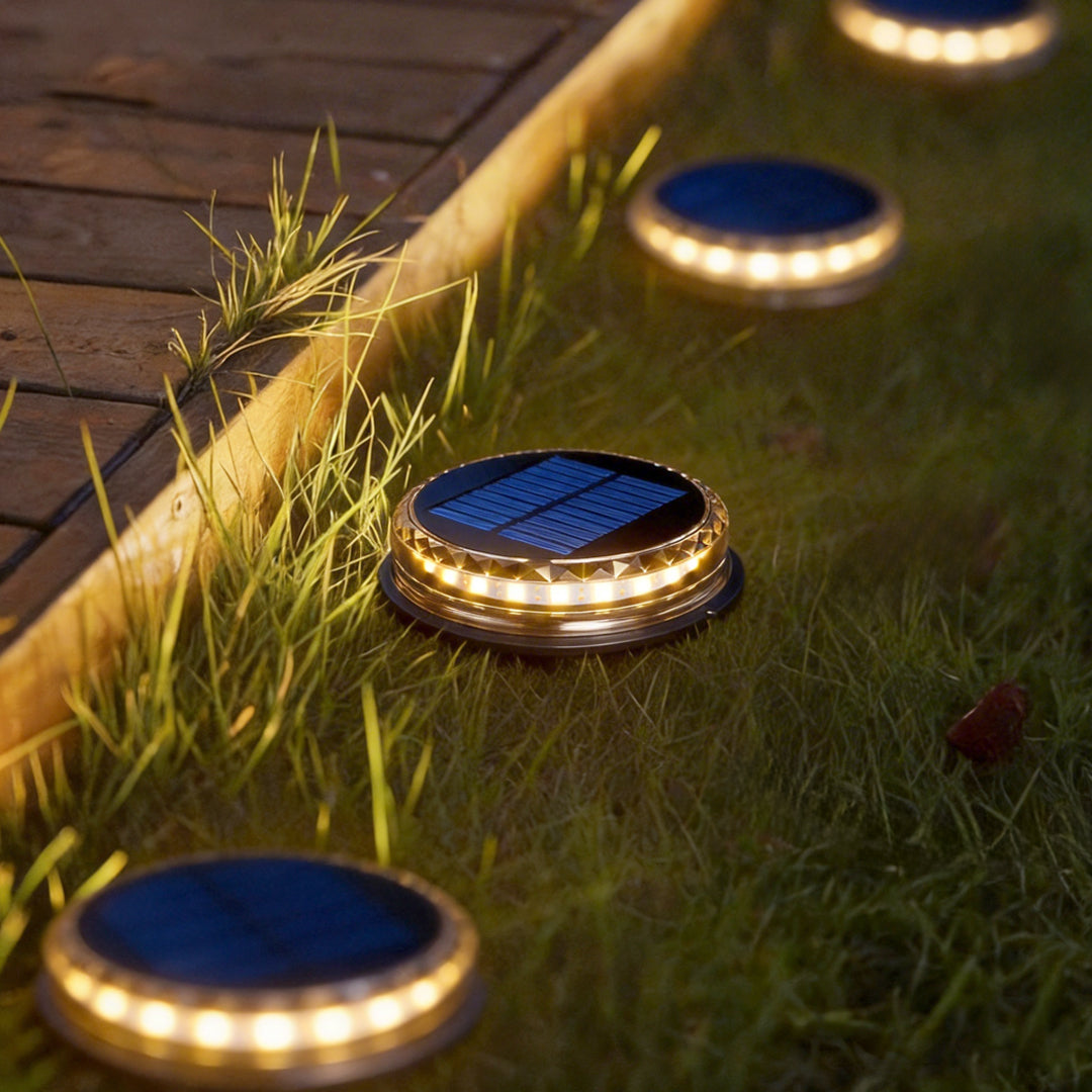 Modern Black LED Solar Disc Lights for Outdoor Garden Landscape Lighting