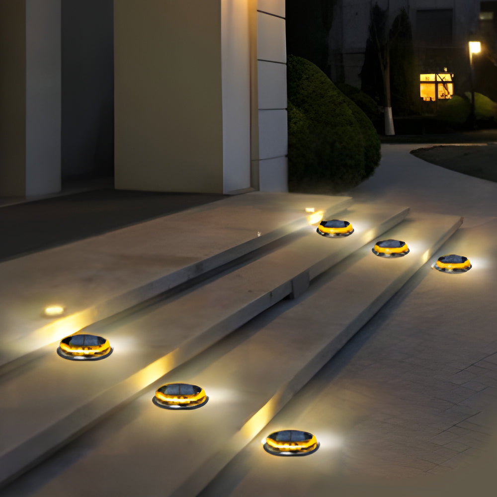 Modern Black LED Solar Disc Lights for Outdoor Garden Landscape Lighting