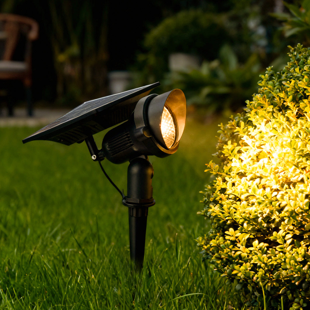 Adjustable Solar-Powered Outdoor Lawn Spotlights in Sleek Black Design