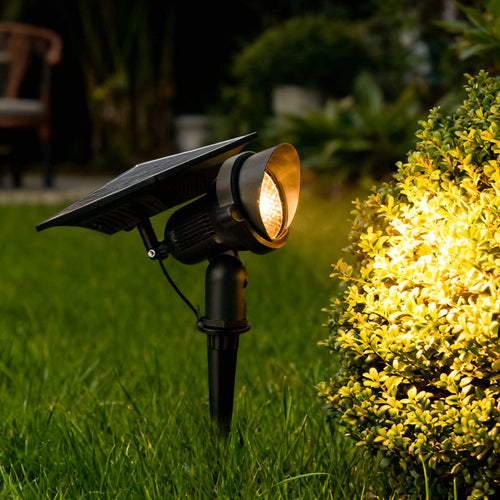 Adjustable Solar-Powered Outdoor Lawn Spotlights in Sleek Black Design