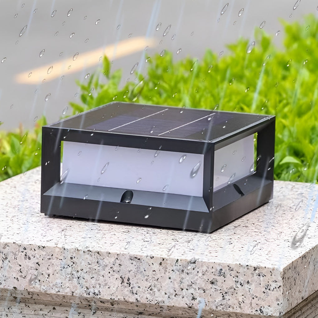 Waterproof Black Square Solar Garden Pillar Lights for Outdoor Decor