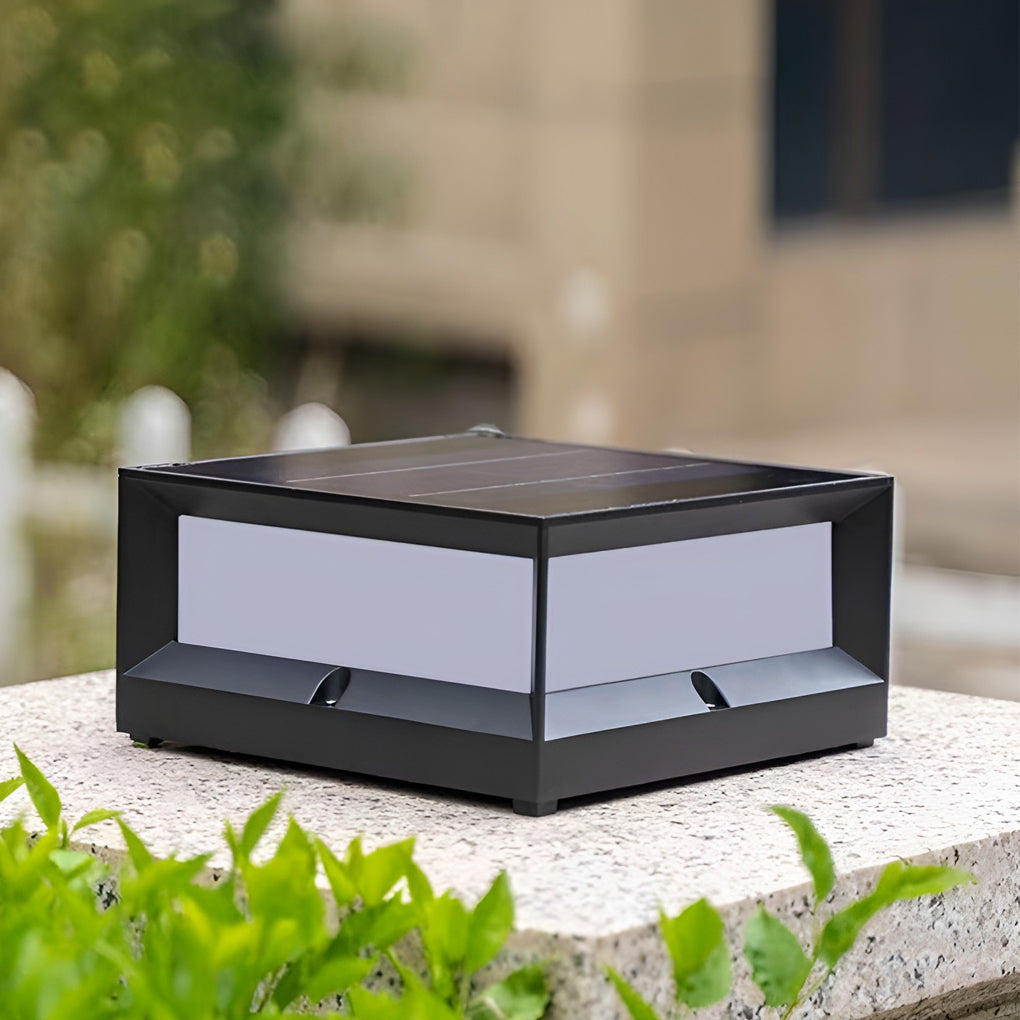 Waterproof Black Square Solar Garden Pillar Lights for Outdoor Decor