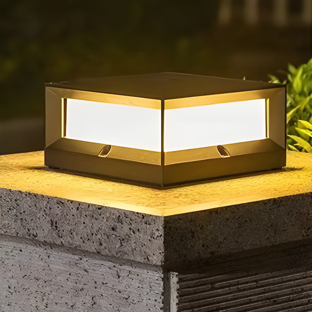 Waterproof Black Square Solar Garden Pillar Lights for Outdoor Decor