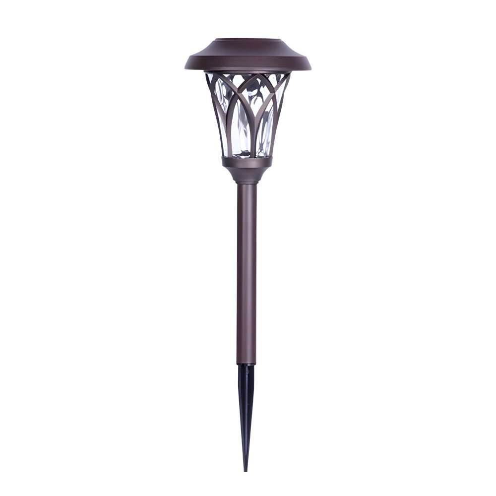 Retro Modern Solar LED Stake Lights - Waterproof Glass & Metal for Garden