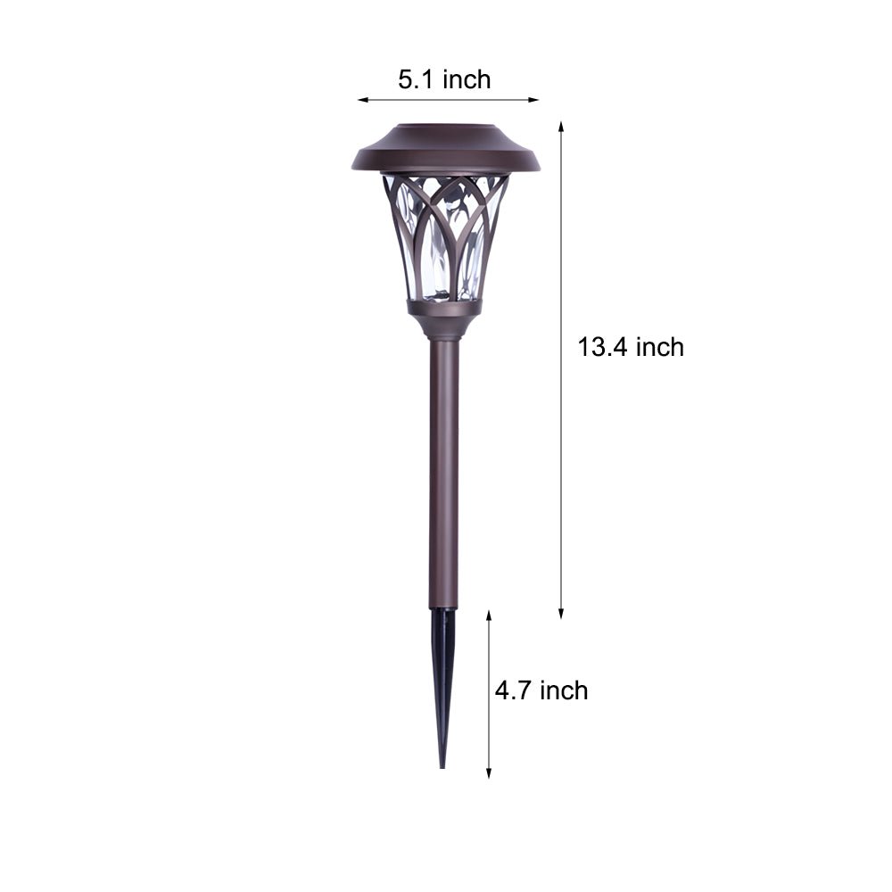 Retro Modern Solar LED Stake Lights - Waterproof Glass & Metal for Garden