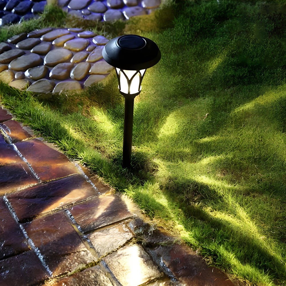 Retro Modern Solar LED Stake Lights - Waterproof Glass & Metal for Garden