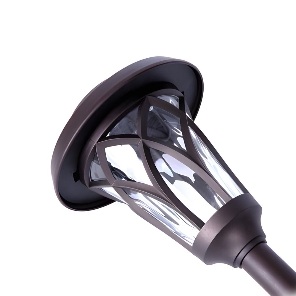 Retro Modern Solar LED Stake Lights - Waterproof Glass & Metal for Garden