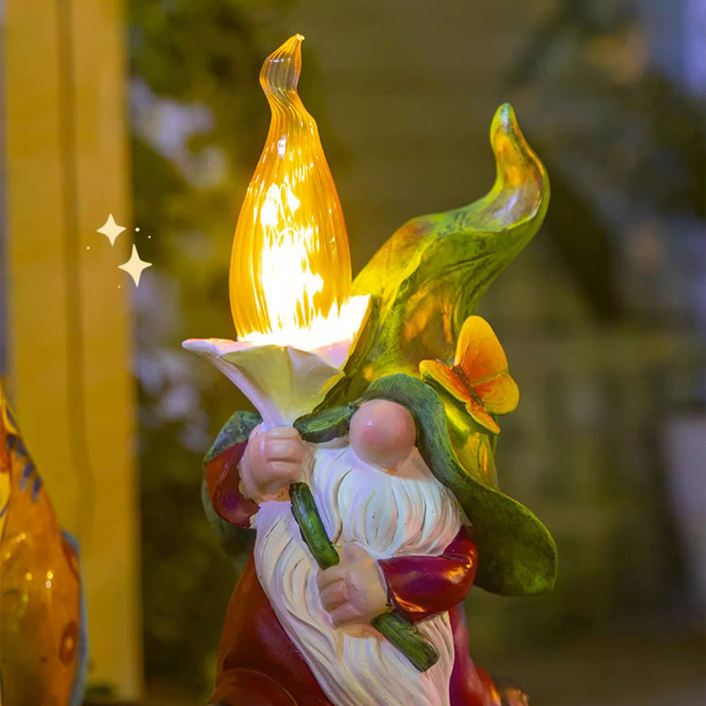 Whimsical Solar-Powered Resin Gnome Garden Lights for Outdoor Decor