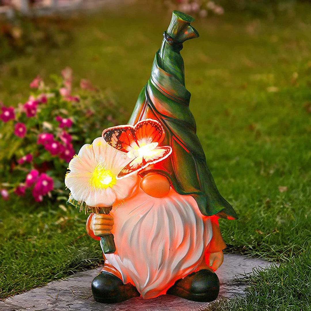 Whimsical Solar-Powered Resin Gnome Garden Lights for Outdoor Decor