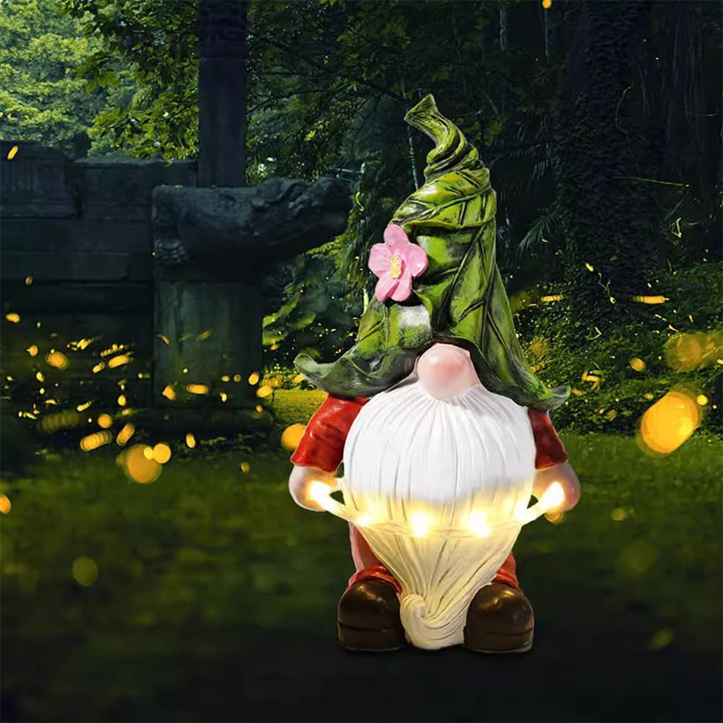Whimsical Solar-Powered Resin Gnome Garden Lights for Outdoor Decor