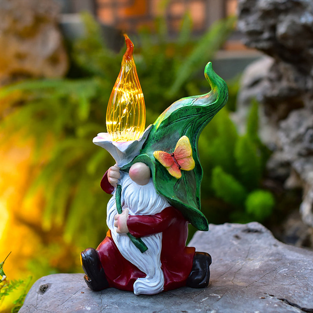 Whimsical Solar-Powered Resin Gnome Garden Lights for Outdoor Decor