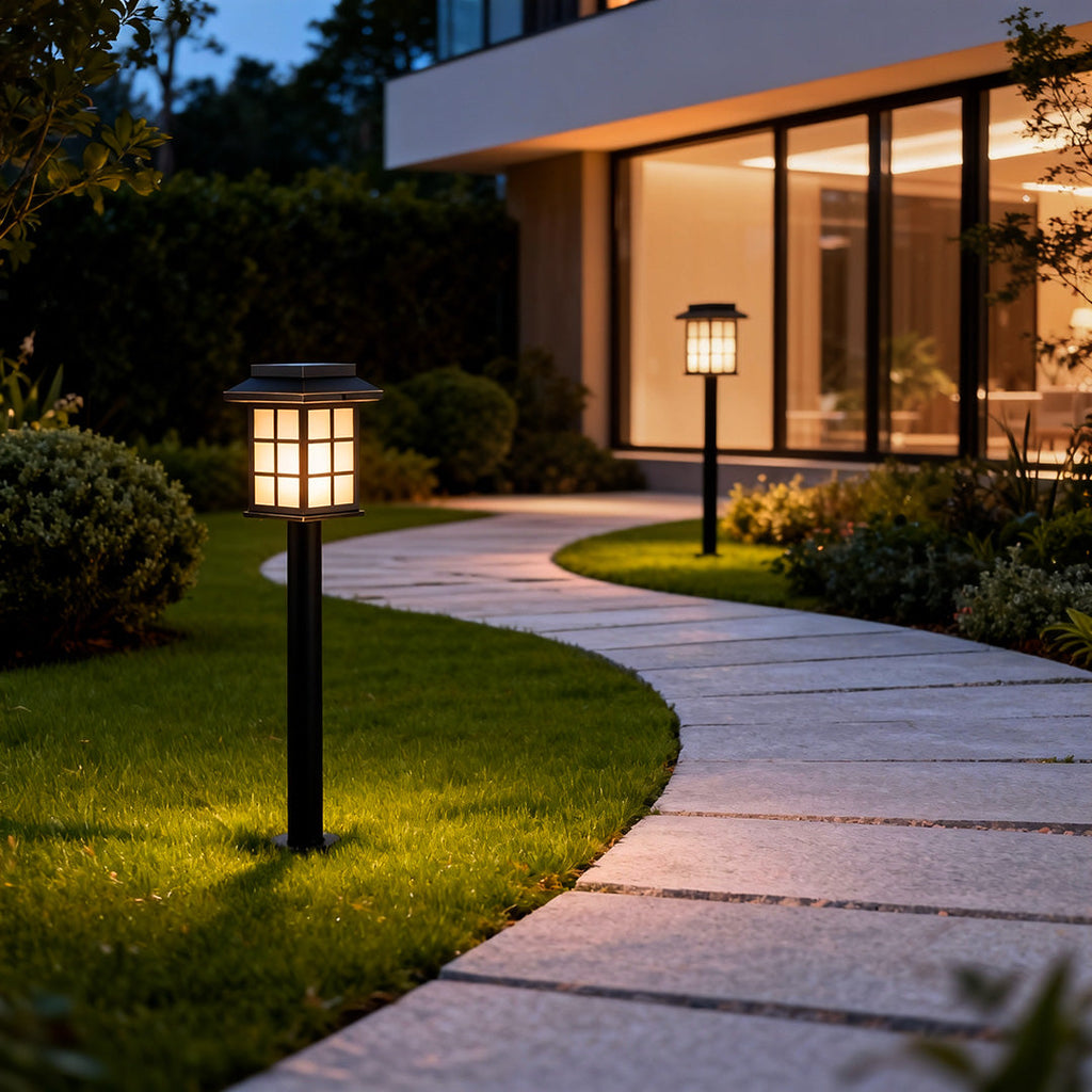 Modern Solar LED Pathway Lights - Stainless Steel Outdoor Garden Lighting