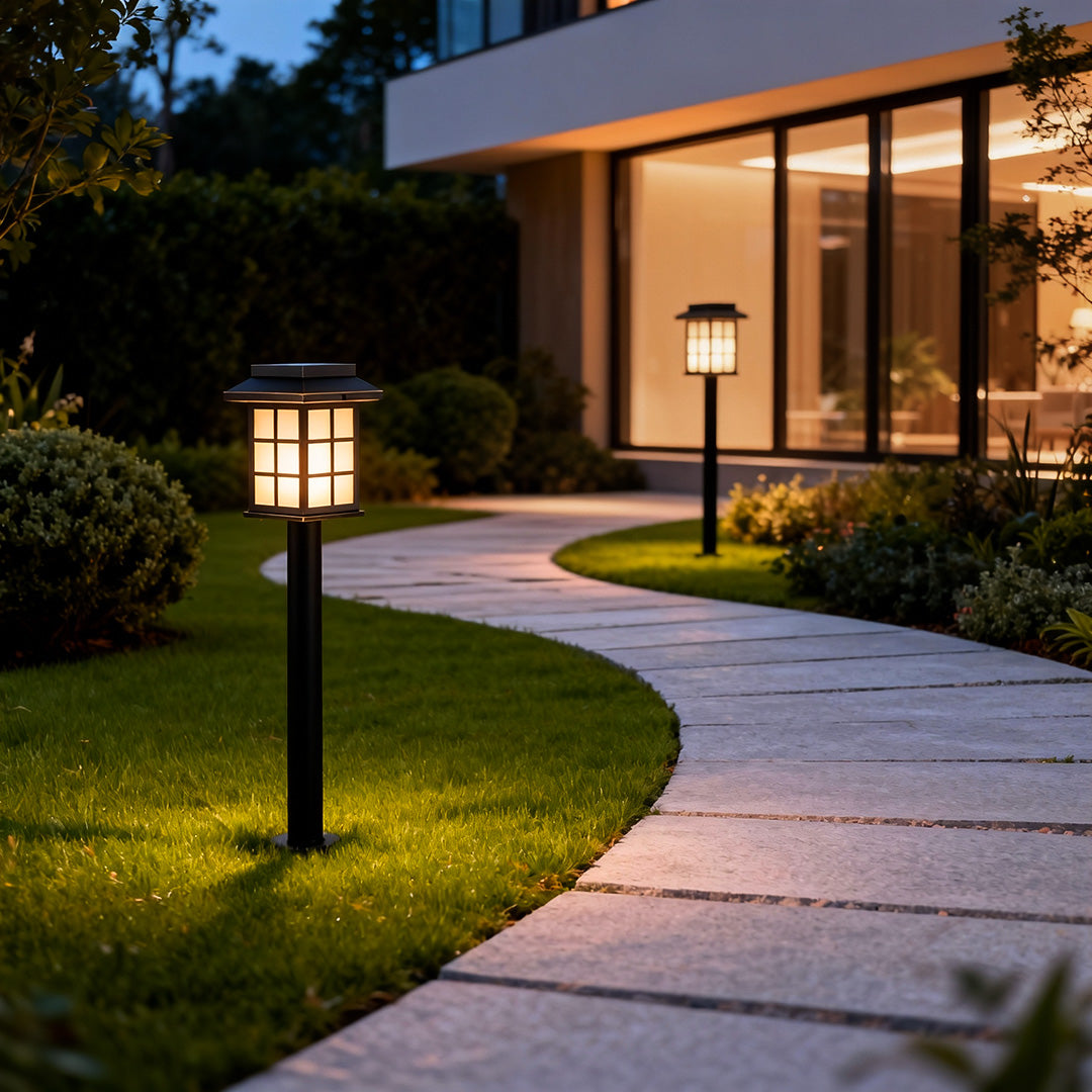 Modern Solar LED Pathway Lights - Stainless Steel Outdoor Garden Lighting
