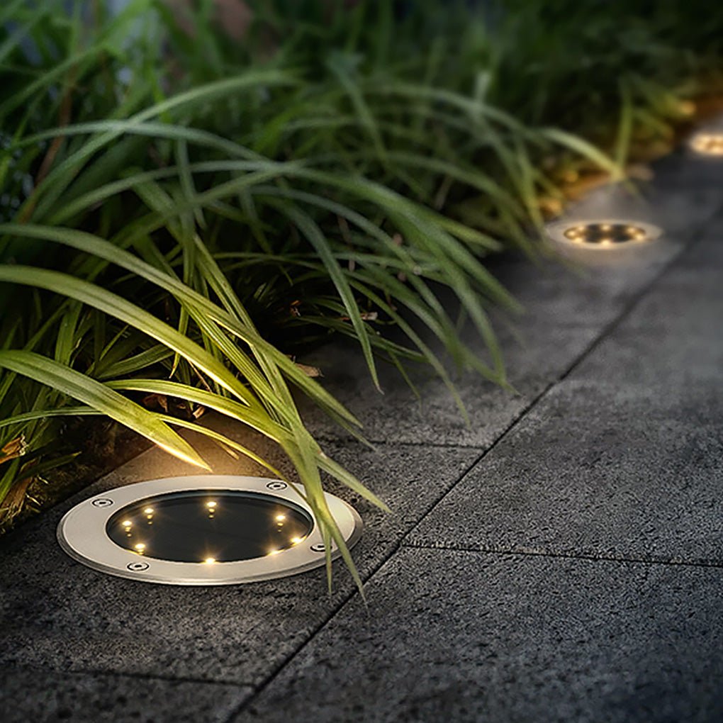 Sleek Black Solar-Powered Waterproof In-Ground Garden Lights for Outdoors