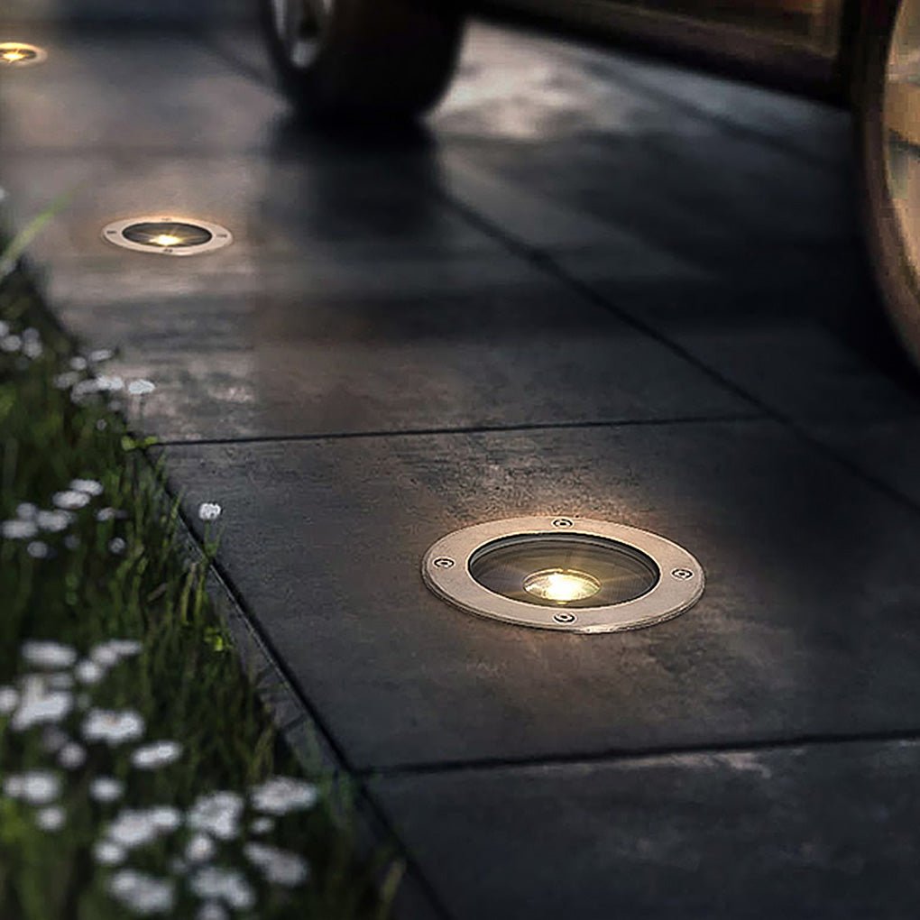 Sleek Black Solar-Powered Waterproof In-Ground Garden Lights for Outdoors