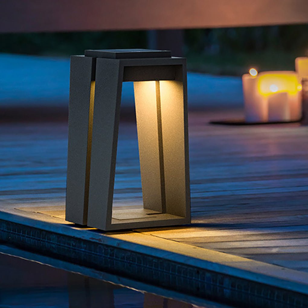 Sleek Black Waterproof Solar Trapezoid LED Deck Lights for Outdoor Spaces