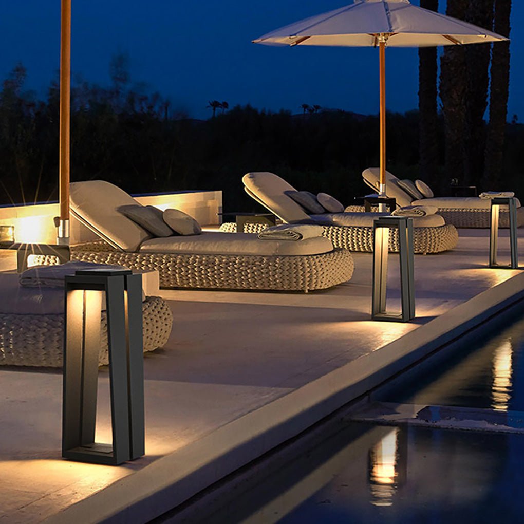 Sleek Black Waterproof Solar Trapezoid LED Deck Lights for Outdoor Spaces