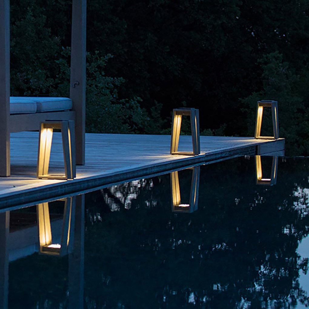 Sleek Black Waterproof Solar Trapezoid LED Deck Lights for Outdoor Spaces