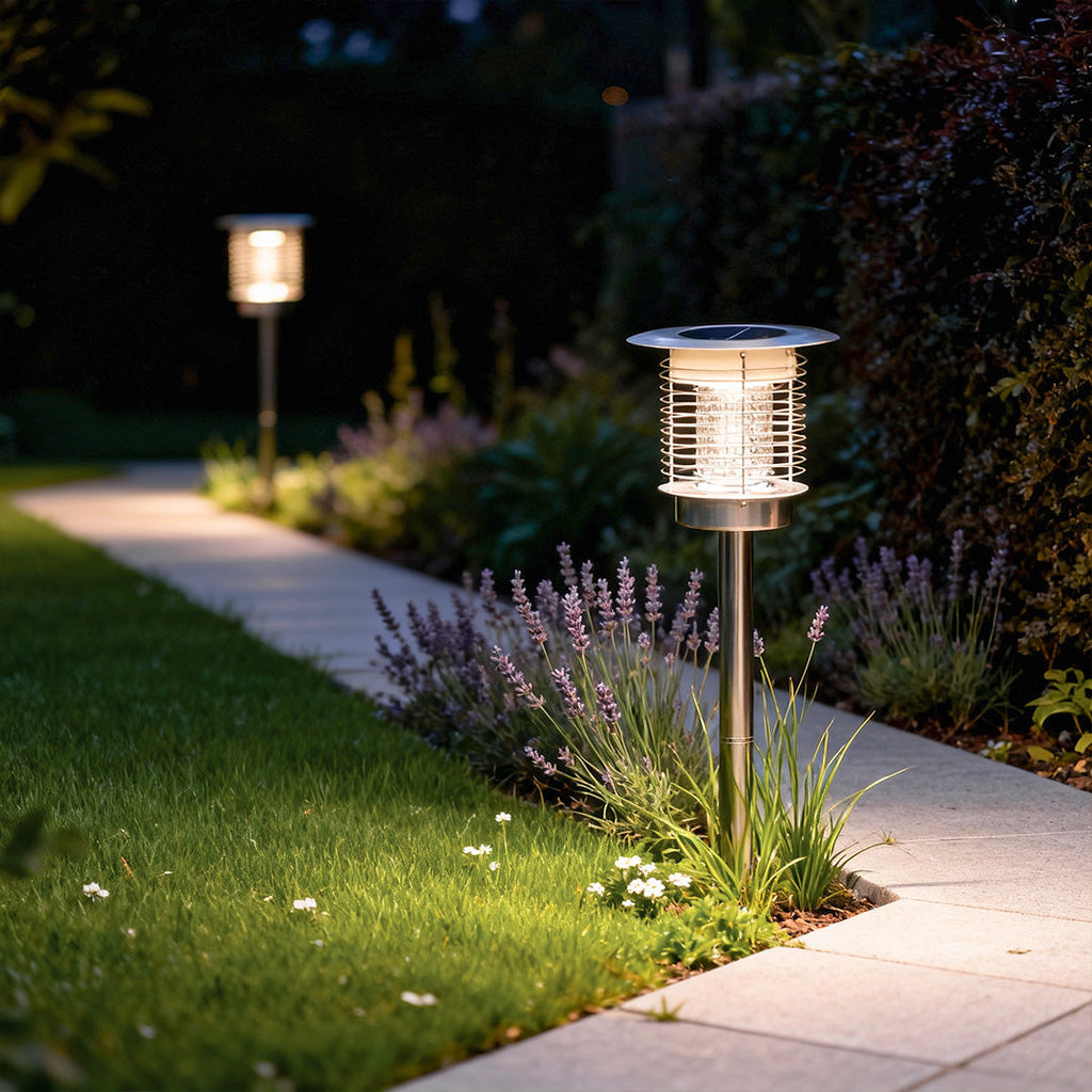 Solar-Powered Purple LED Bug Zapper Lamp for Outdoor Gardens & Patios