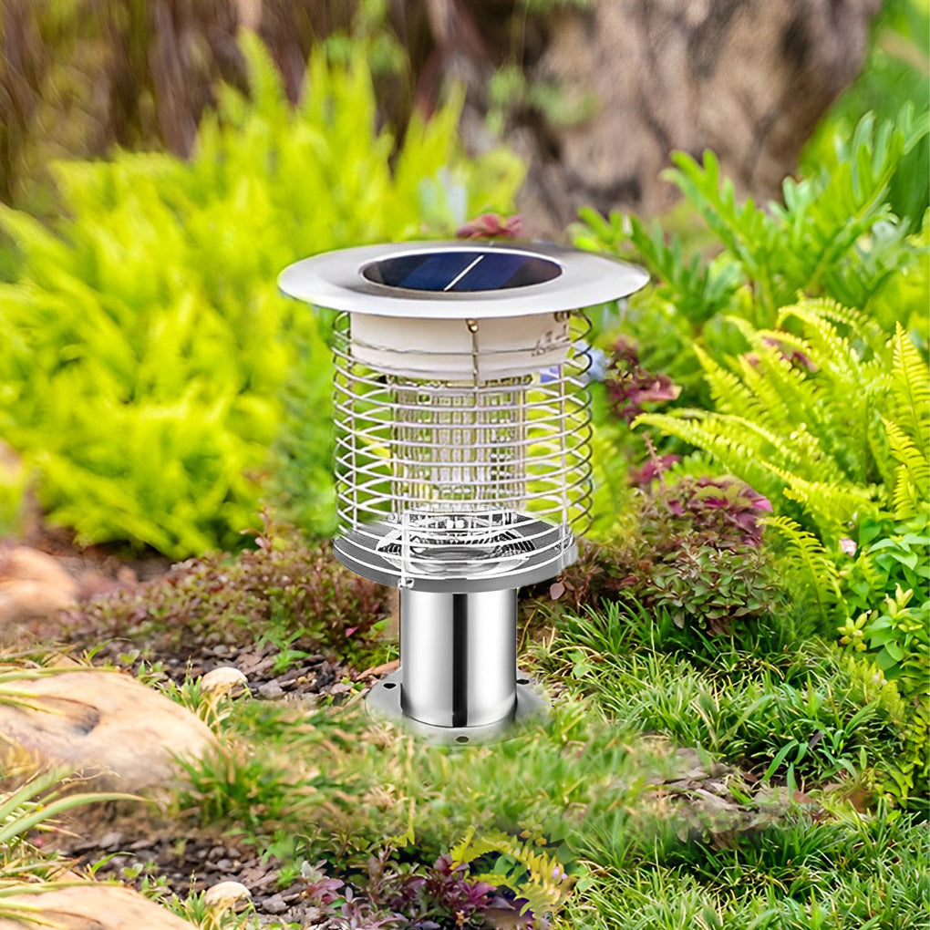 Purple Solar-Powered Bug Zapper Lamp for Outdoor Garden & Patio Use