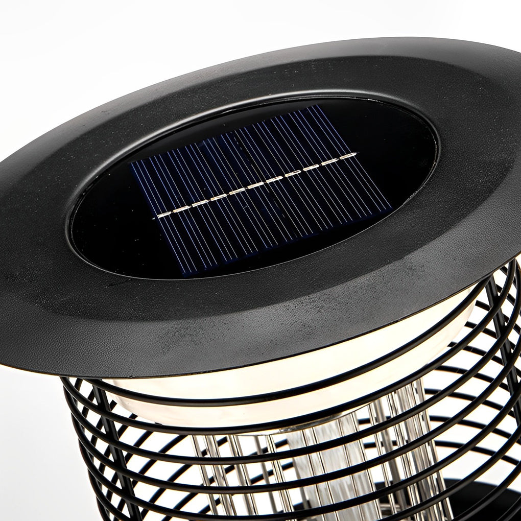 Solar-Powered Purple LED Bug Zapper Lamp for Outdoor Gardens & Patios