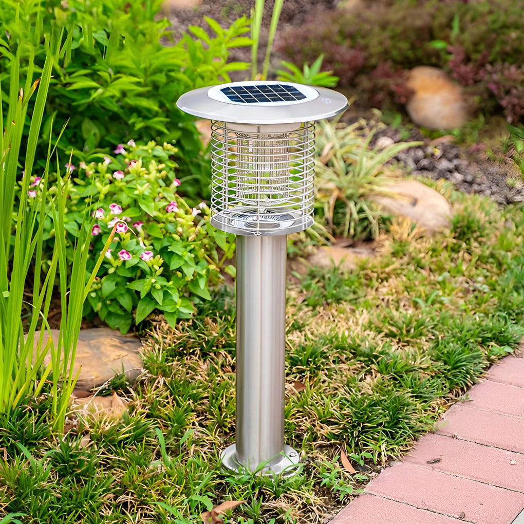 Solar-Powered Purple LED Bug Zapper Lamp for Outdoor Gardens & Patios
