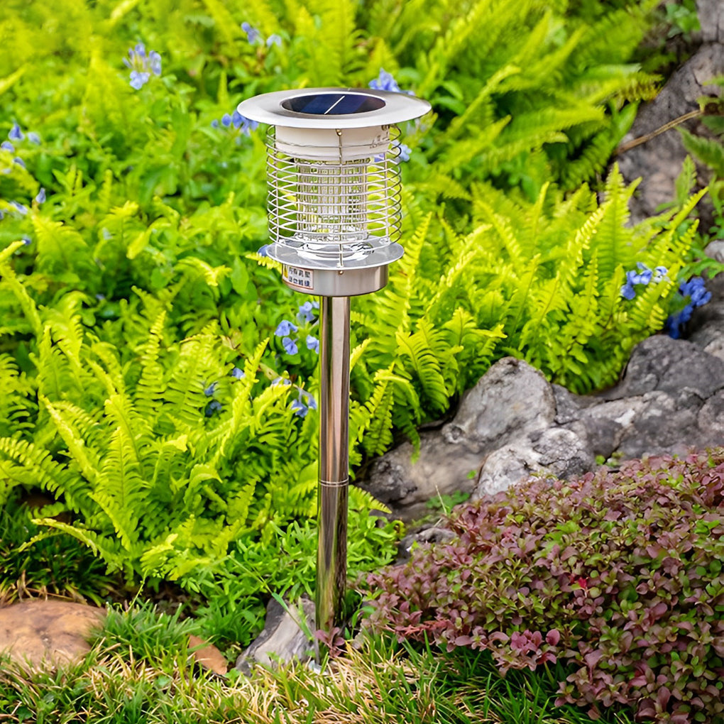 Purple Solar-Powered Bug Zapper Lamp for Outdoor Garden & Patio Use