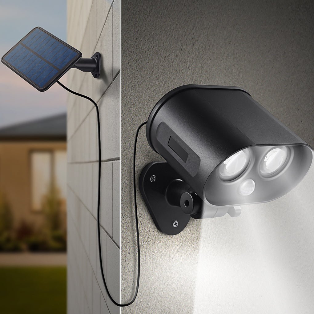 Adjustable Outdoor Wall Solar Motion Sensor Light - Black Aluminum Fixture