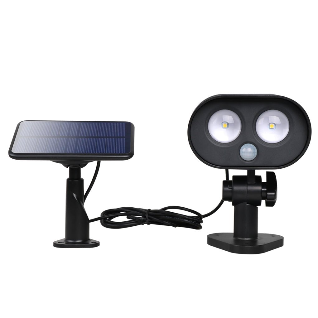 Adjustable Outdoor Wall Solar Motion Sensor Light - Black Aluminum Fixture