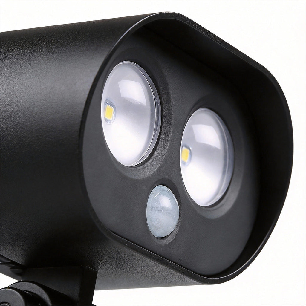 Adjustable Outdoor Wall Solar Motion Sensor Light - Black Aluminum Fixture