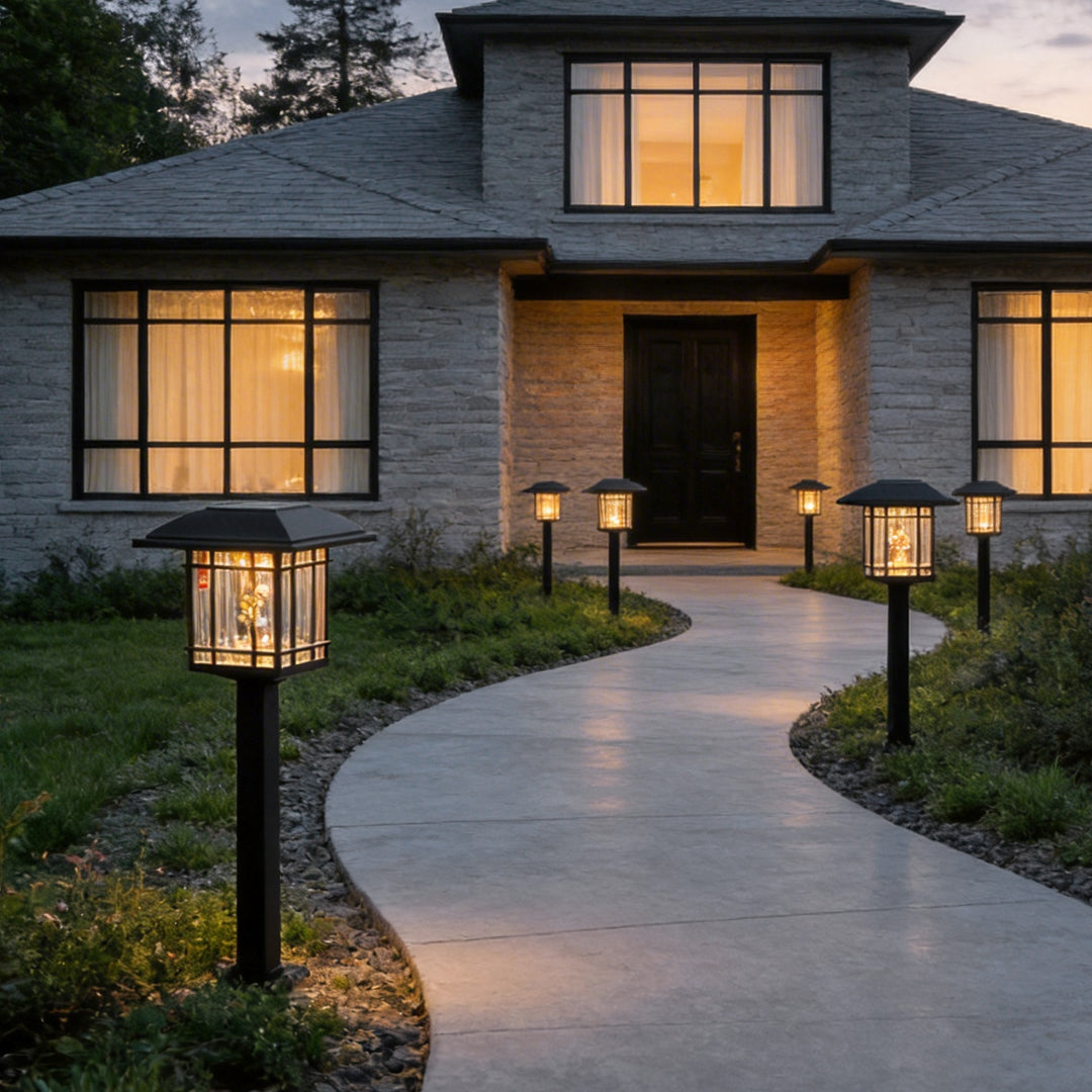 Vintage Square Solar Outdoor Lawn Lights - Waterproof Garden Lamps