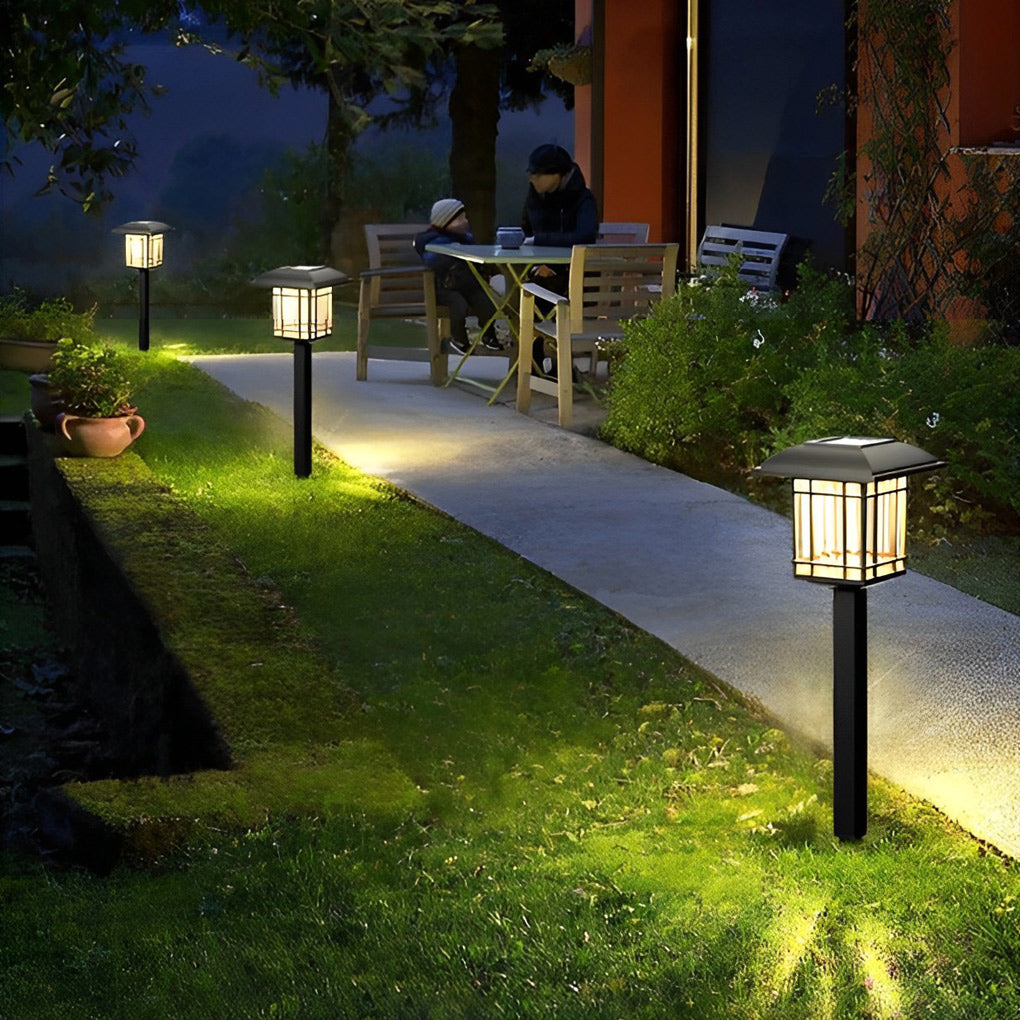 Vintage Square Solar Outdoor Lawn Lights - Waterproof Garden Lamps
