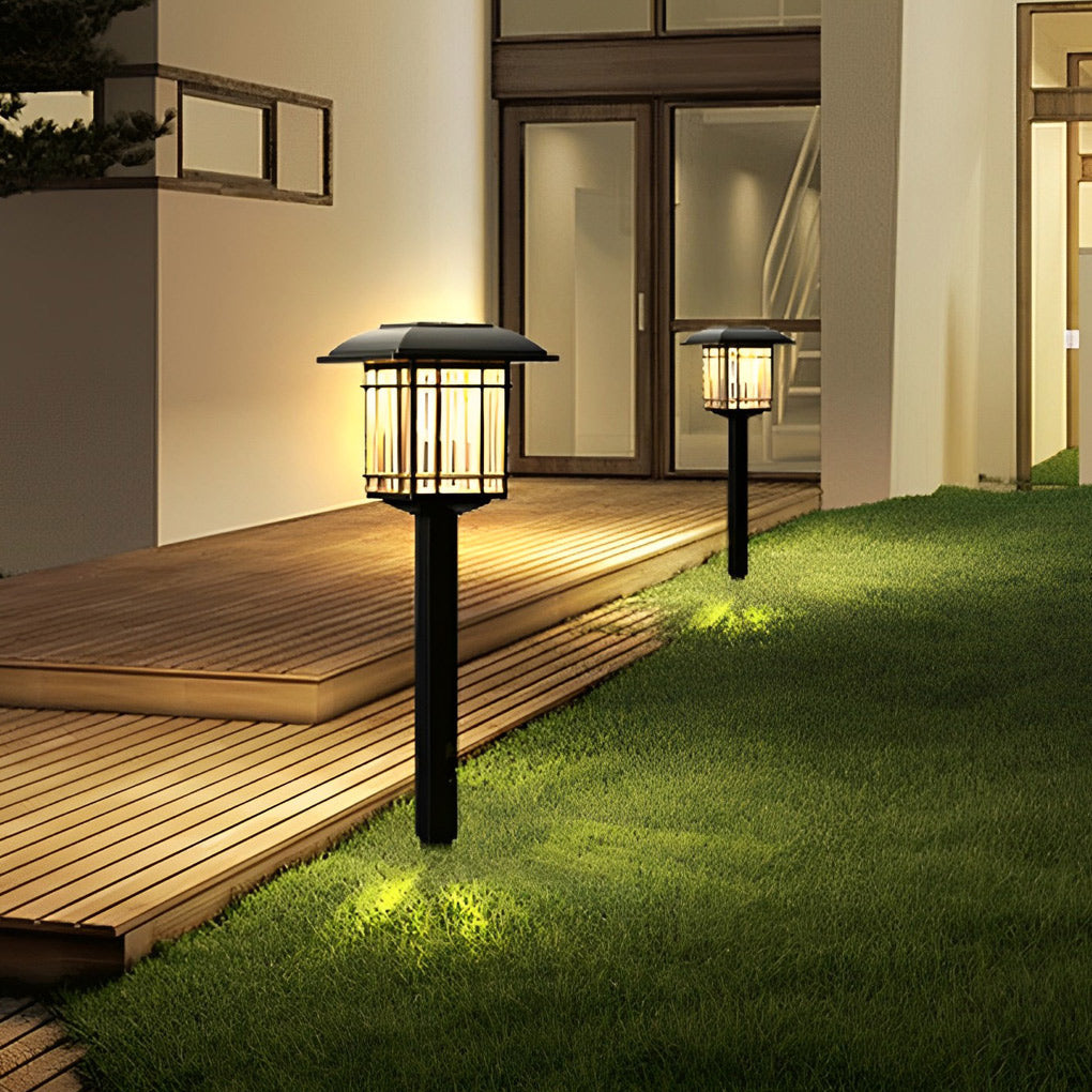 Vintage Square Solar Outdoor Lawn Lights - Waterproof Garden Lamps