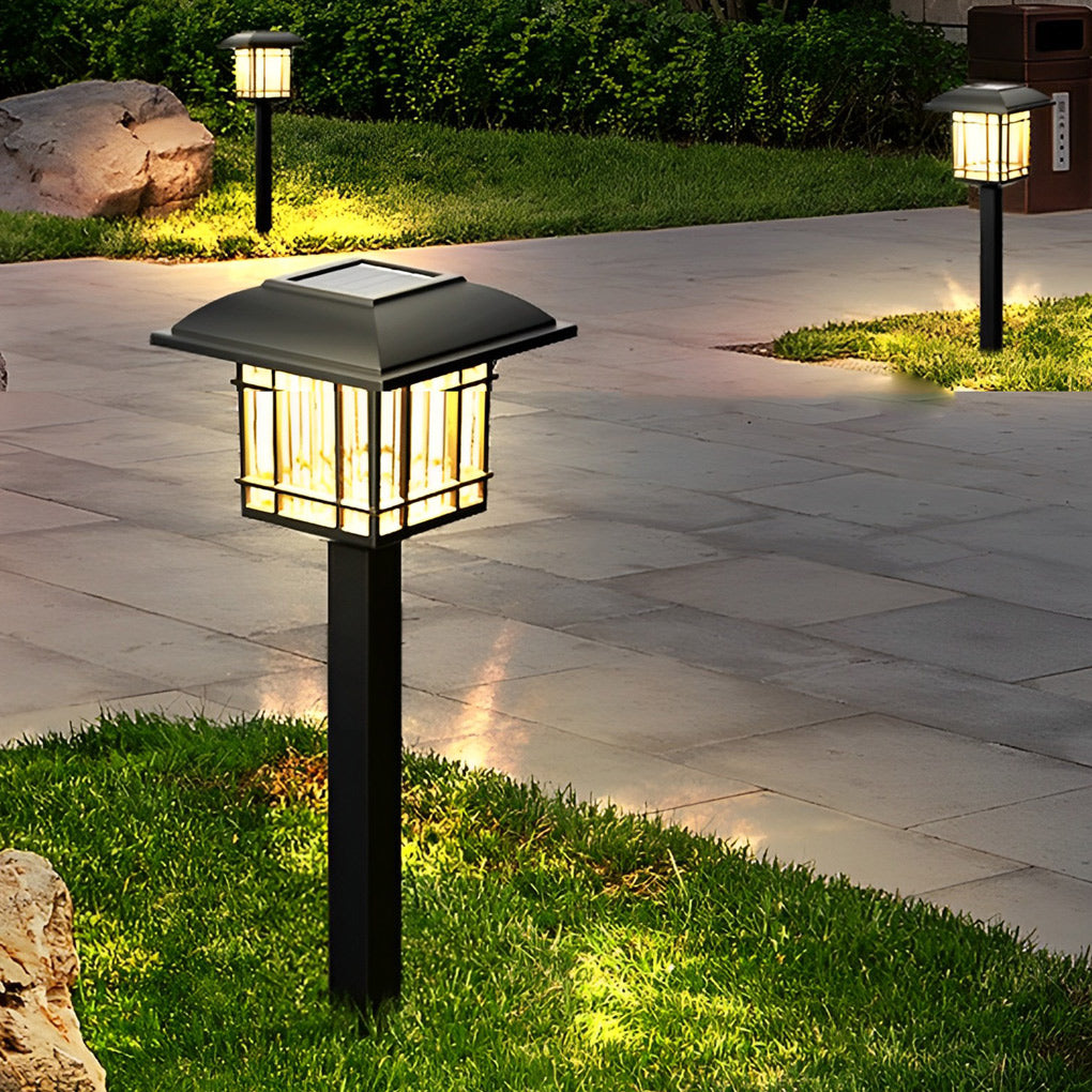 Vintage Square Solar Outdoor Lawn Lights - Waterproof Garden Lamps