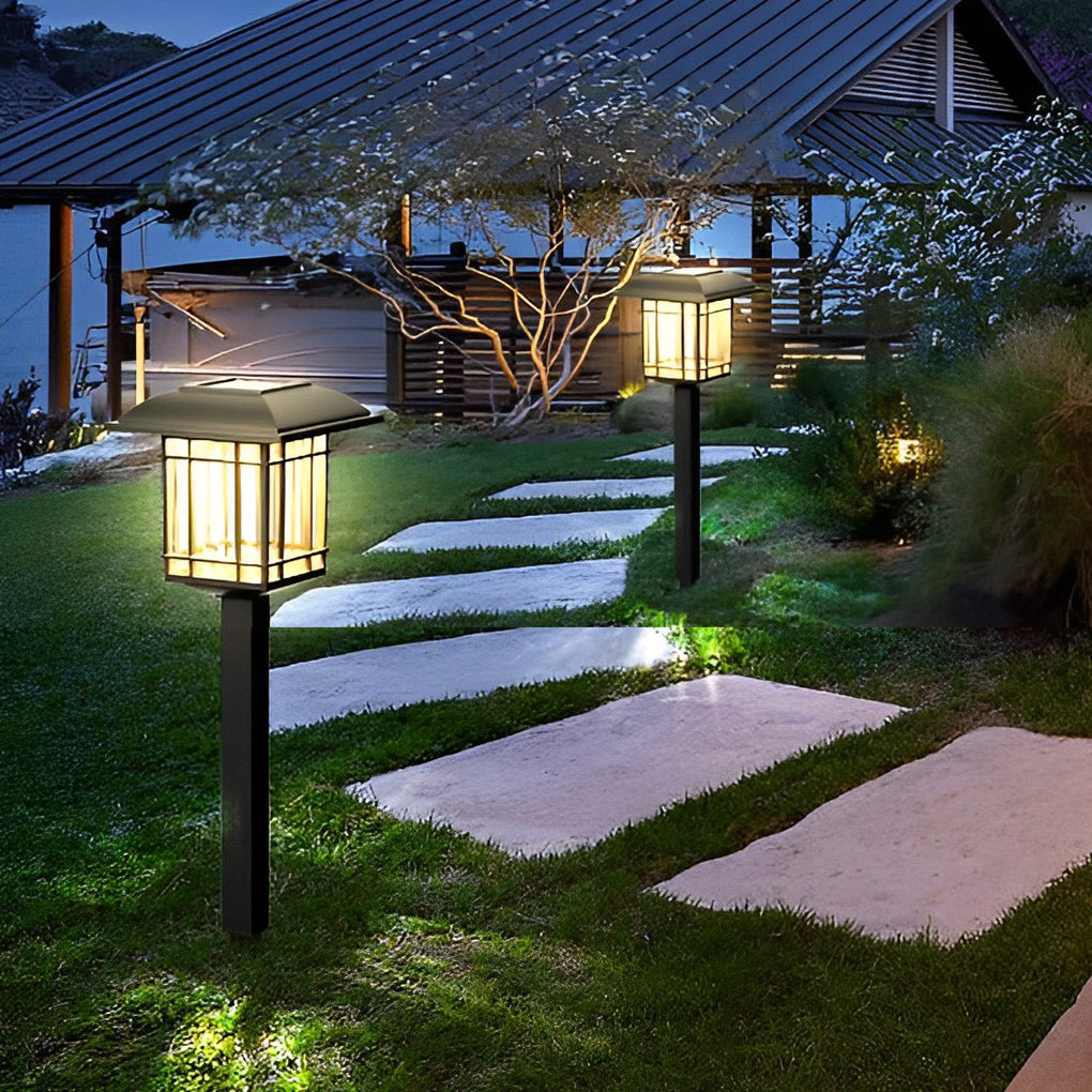 Vintage Square Solar Outdoor Lawn Lights - Waterproof Garden Lamps