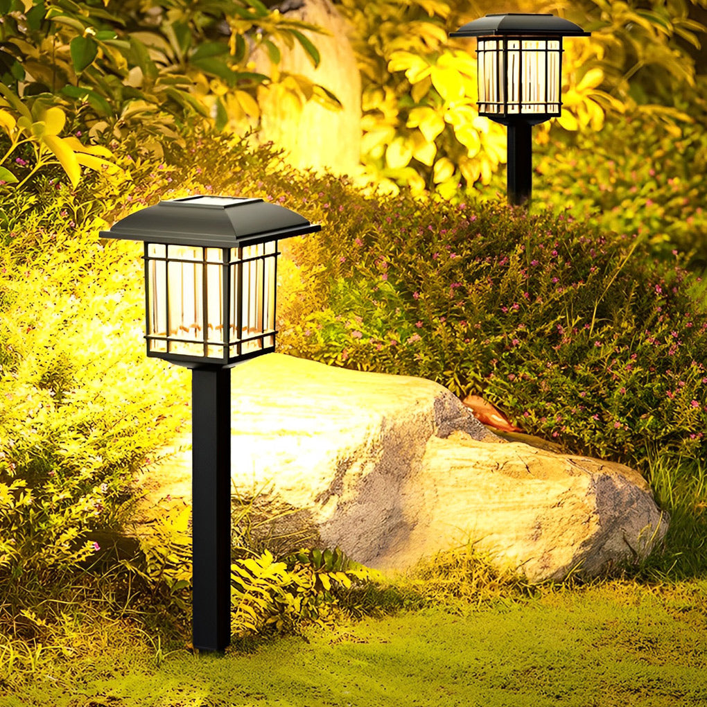Vintage Square Solar Outdoor Lawn Lights - Waterproof Garden Lamps