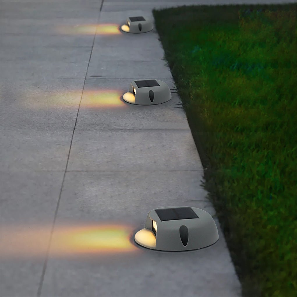 Weatherproof Solar-Powered Round LED Deck Light for Outdoor Spaces