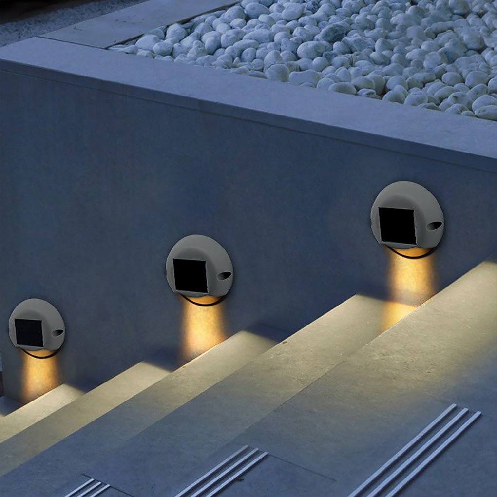 Weatherproof Solar-Powered Round LED Deck Light for Outdoor Spaces