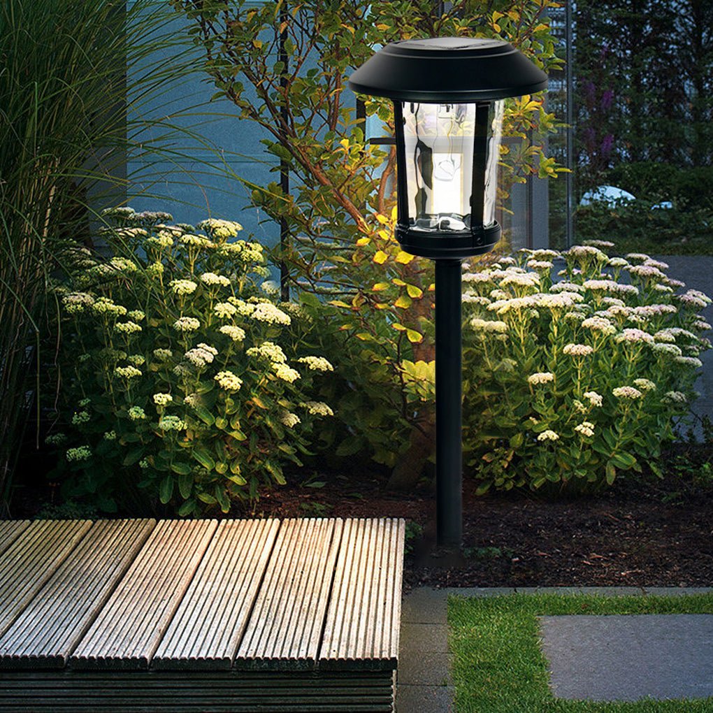 Stylish Solar-Powered LED Post Lights with Water Glass Lens for Outdoors
