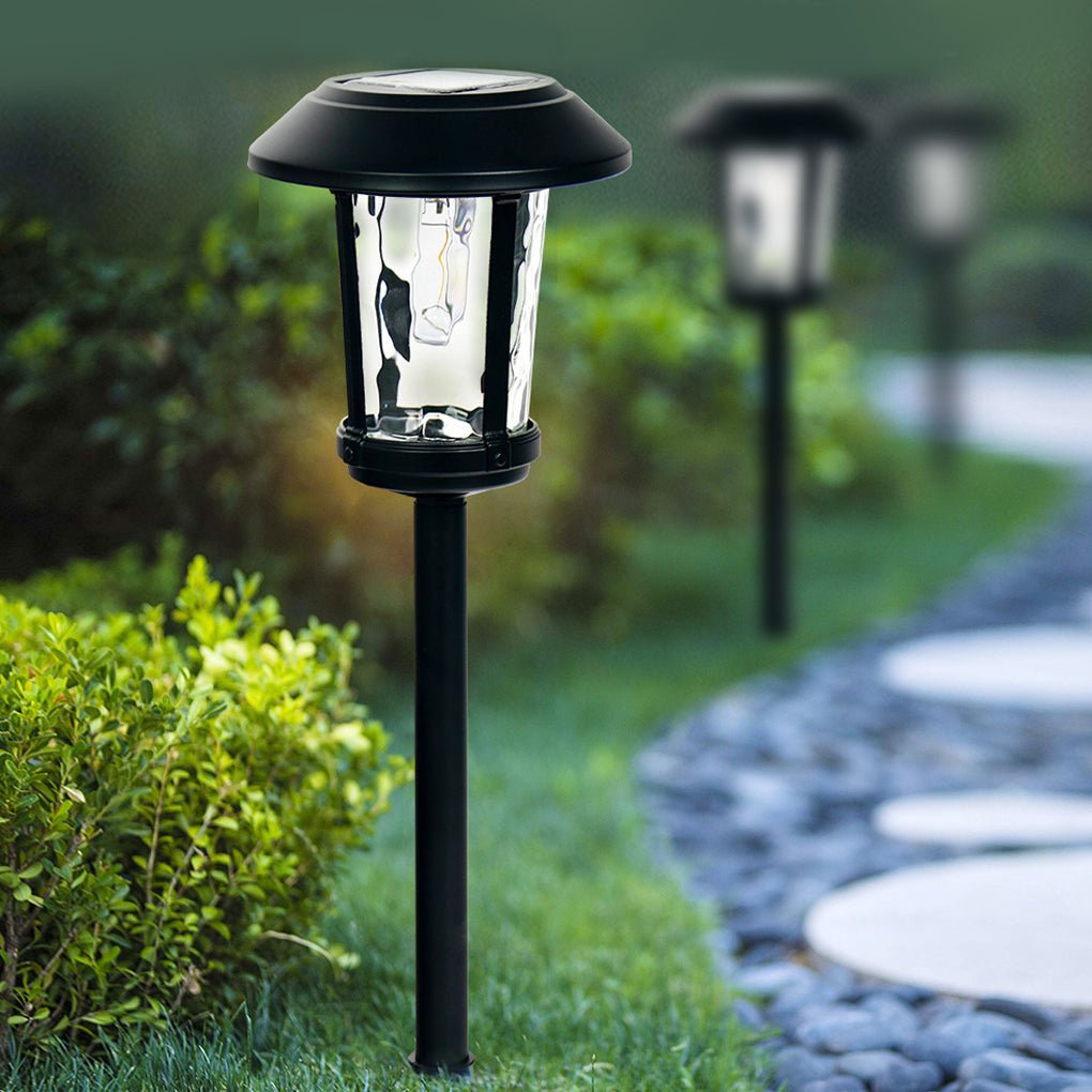 Stylish Solar-Powered LED Post Lights with Water Glass Lens for Outdoors